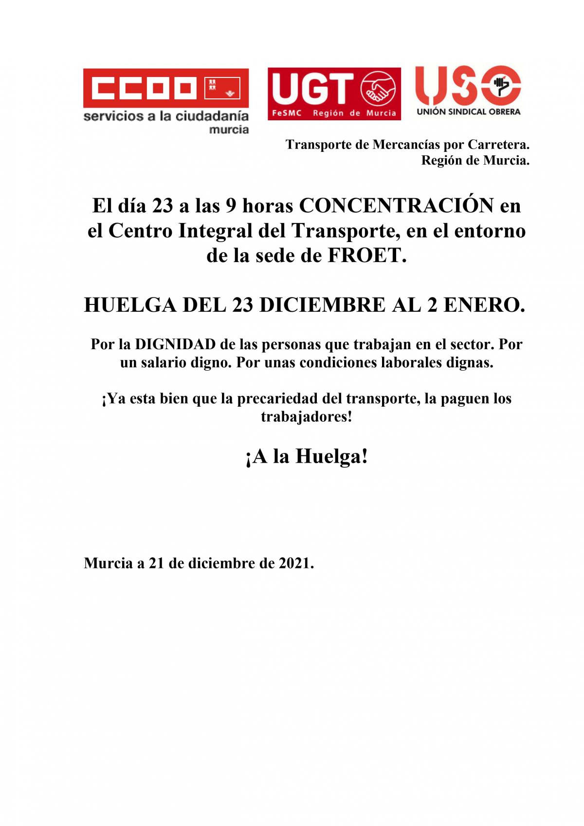 CONCENTRACION HUELGA TRANSPORTE