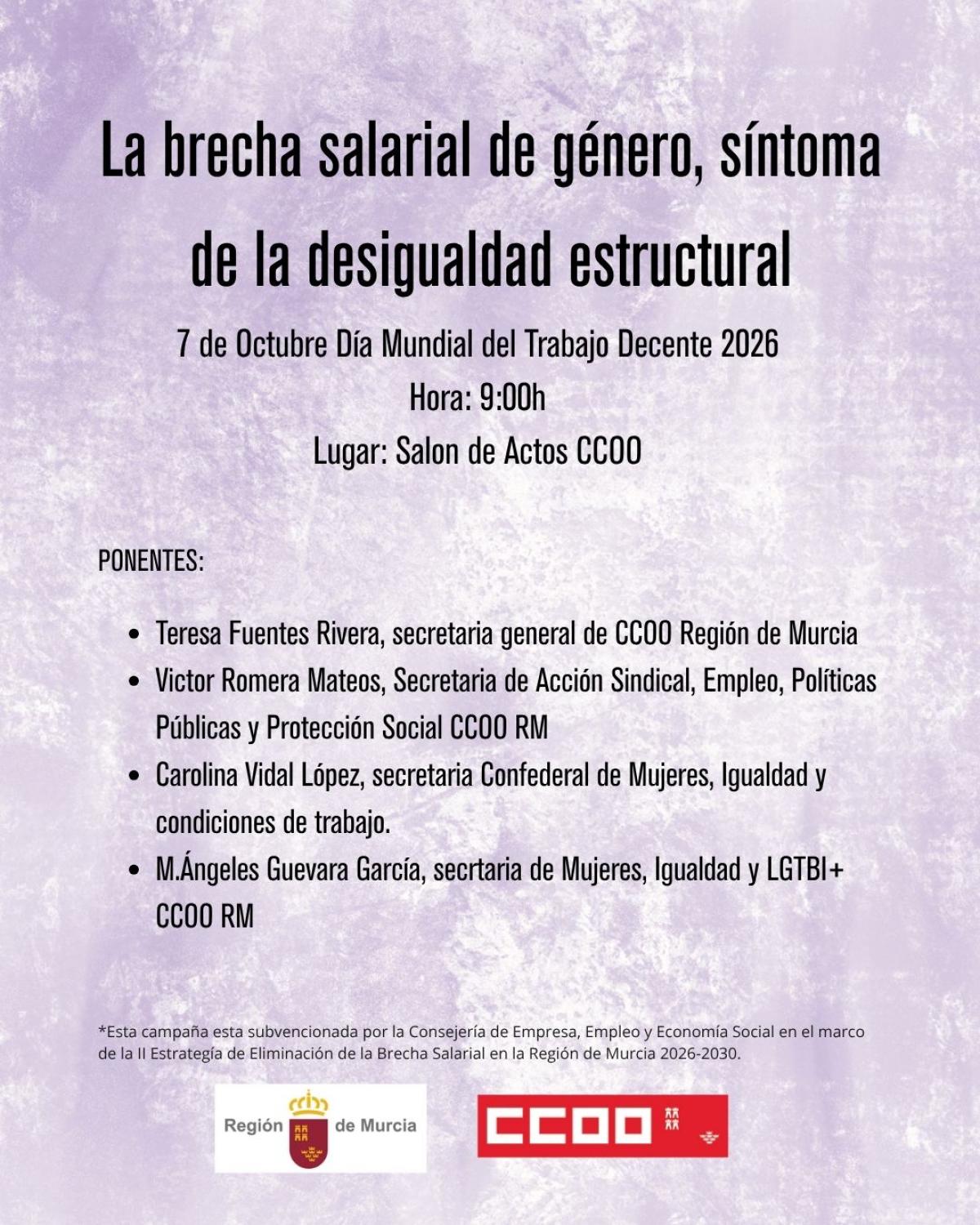 Jornada del 7 de octubre de 2026 por el Día Mundial del Trabajo Decente