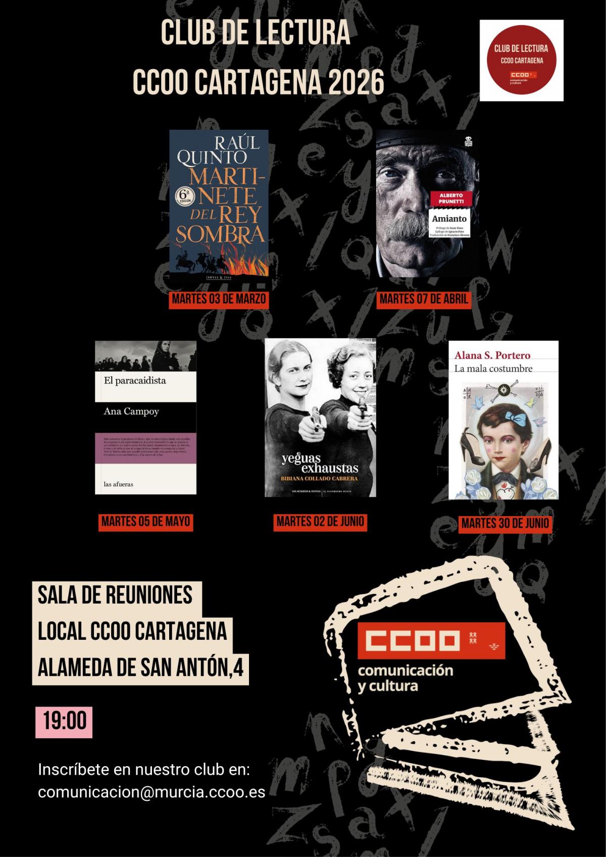 Invitación club de lectura CCOO Cartagena