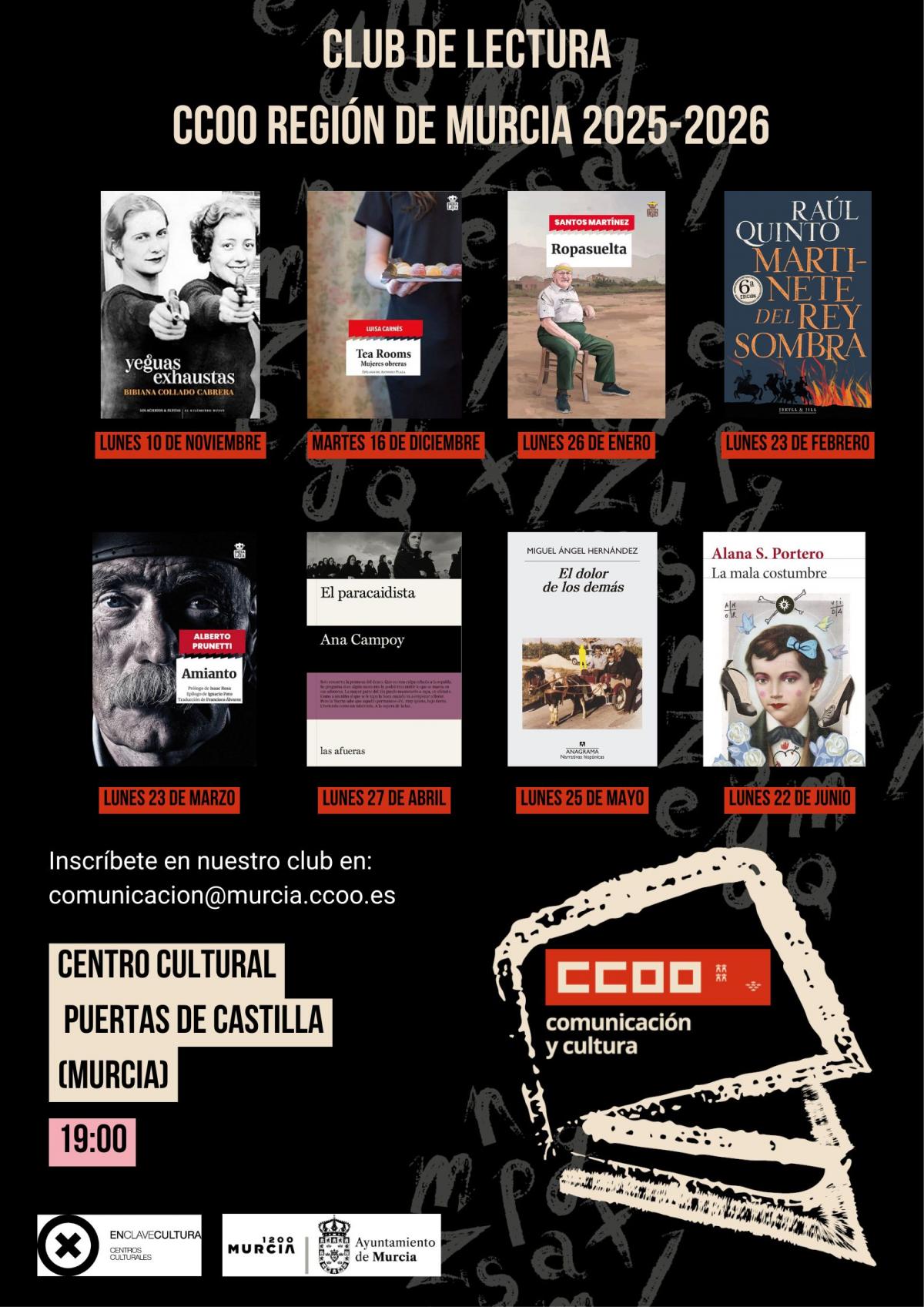 Club de lectura de CCOO Región de Murcia. Temporada 2025-2026