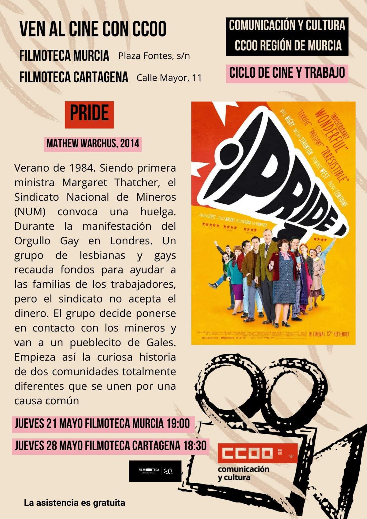 "Pride" en el ciclo de Cine y trabajo en la Filmoteca Regional de Murcia en colaboración con CCOO